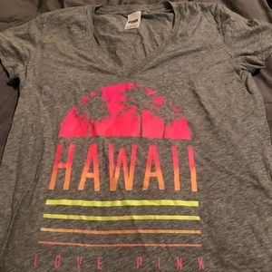 Victoria secret pink Hawaii love pink grey shirt